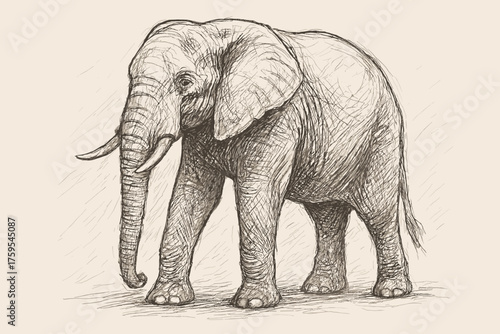 Shading standing sketch vector depth elephant skin rough large illustration wrinkles