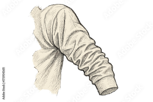 Pencil sleeve draped depth vector illustration shirt sketch lines creases