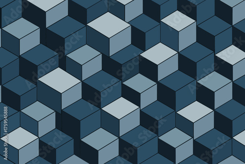 Block overlapping vector mesh arranged illustration blocks pattern geometric cubic symmetry creating