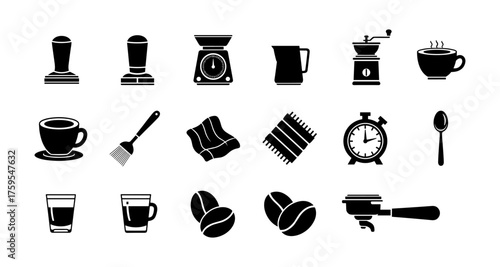 Classic coffee essentials silhouettes for brewing and serving