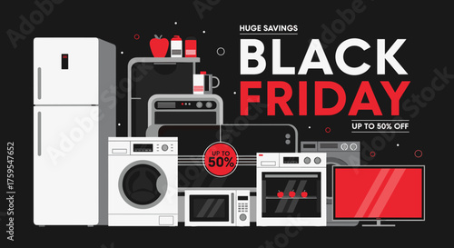 Black Friday huge savings on home appliances and electronics Sale banner