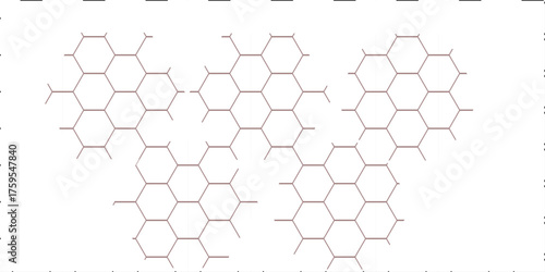 Seamless vector pattern with black hexagonal honeycomb texture and geometric grid structure backdrop