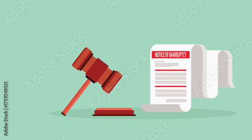 Bankruptcy legal law document process company insolvency during crisis recession picture of gavel judge
