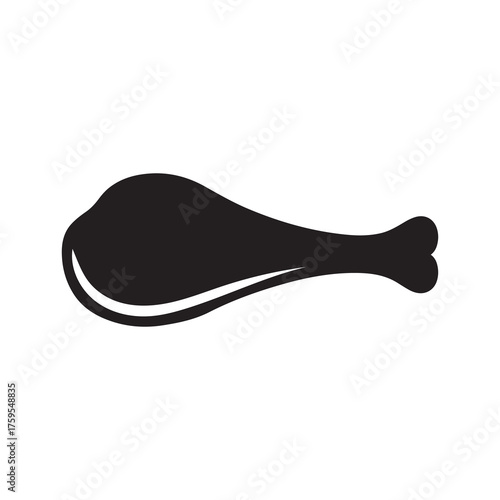 Simple silhouette shows an isolated chicken drumstick on a white background
