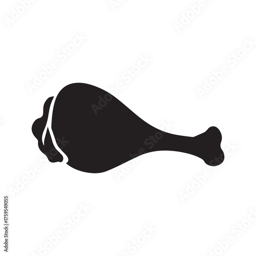 Black silhouette of a chicken drumstick is displayed on a white background