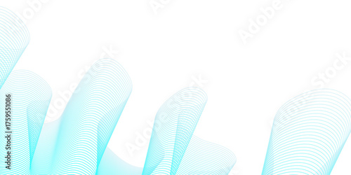Blue latex glove with a finger pointing up against an abstract wave background for medical protection