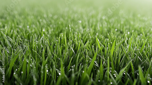 Wallpaper Mural Fresh dew on vibrant green grass creates serene and calming atmosphere Torontodigital.ca