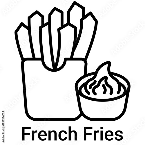 French Fries Icon Vector Illustration