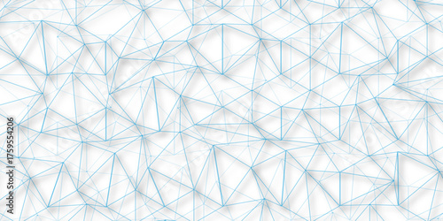 Abstract of simple BLUE line triangle pattern geometric background .white background creative and geometric shape with white luxury pattern .BLUE and white geometric background with low poly triangle