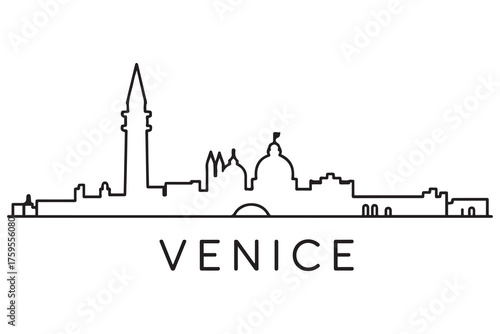 Venice Line Art skyline silhouette. Black Venice city design. with white background