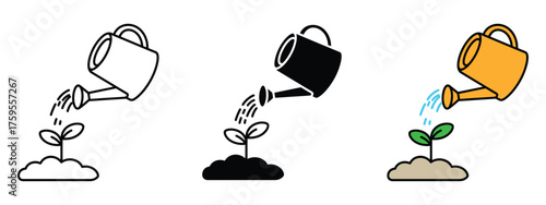 Plant watering icon vector. new beginnings and flourishing potential symbol. vector illustration.