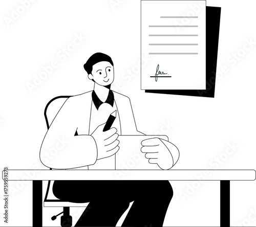 A businessman signing a financial contract with pen