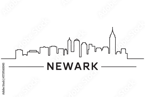 Newark Line Art skyline silhouette. Black Newark city design. with white background