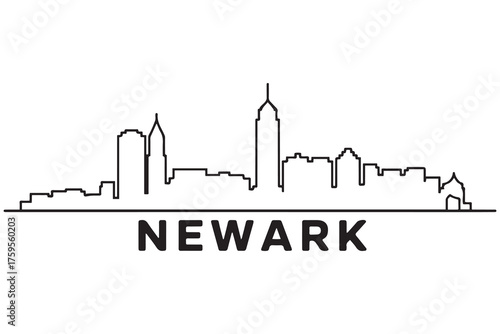 Newark Line Art skyline silhouette. Black Newark city design. with white background