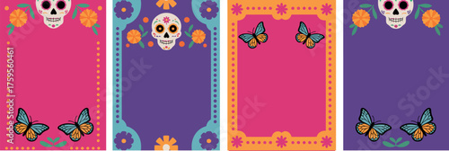 Mexican Frames Collection, Fiesta and Wedding Decorative Borders, Cinco de Mayo and Dia de los Muertos Design Elements, Colorful Holiday Card and Banner Templates