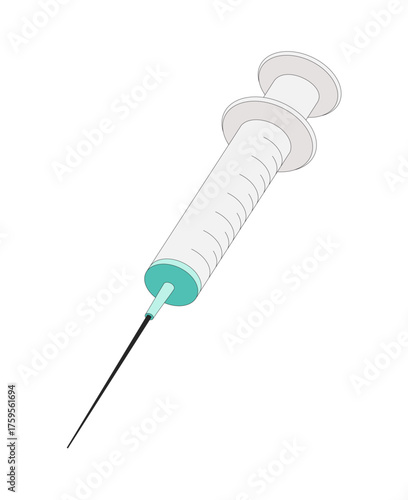 Medical syringe, ready for an injection. Isolated on white background.