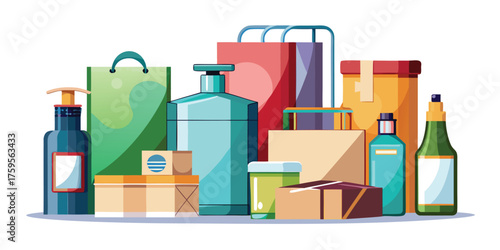 Vector art of set of various products packaging, vector illustration, perfect for any design needed