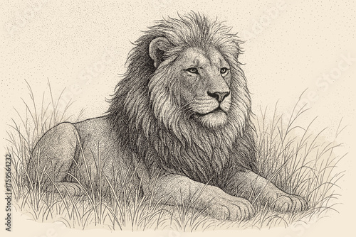 Stippling background lion illustration dotted textured vector tall shading thousands mane rest