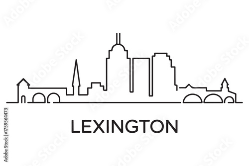 Lexington Line Art skyline silhouette. Black Lexington city design. with white background