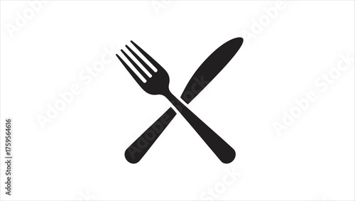 Classic black silhouette of a restaurant symbol perfect for culinary branding and signage