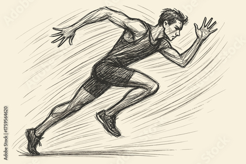 Dynamic strokes arms legs sprinter vector rough sweeping exaggerated illustration motion