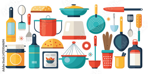 Kitchen cooking icon vector set and chef utensils illustration, simple but detail, perfect for any design needs