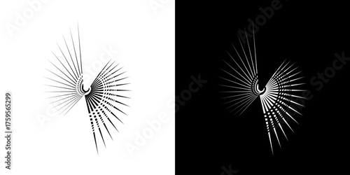 Dynamic abstract spiral sound wave rhythm lines. Circular spiral sound wave rhythm of lines. Circular futuristic abstract lines, black and white background.	