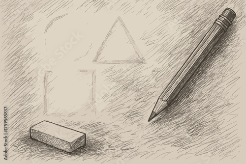 Sketch shadows illustration eraser smudges geometric subtle abstract vector visible forming barely