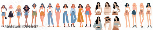Fashion Women Illustration, Stylish Girls in Modern Outfits, Trendy Female Character Vector Design