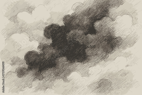 Forming abstract cloudy pools cloud within background illustration sketch ink visible vector