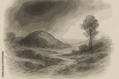 Dark wash structure gradient sketch providing illustration vector inkwash light beneath lines