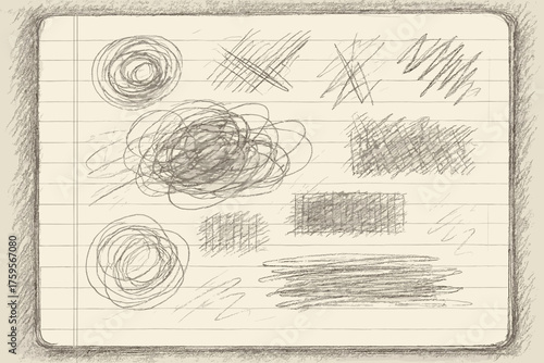 Lines layered margins ruled sketchy notebook scribbles illustration random sketch pencil vector