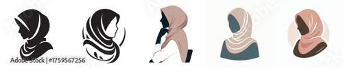 Stylish Hijab Woman Silhouette Collection Modern Muslimah Fashion & Beauty Vector Set for Diverse Projects