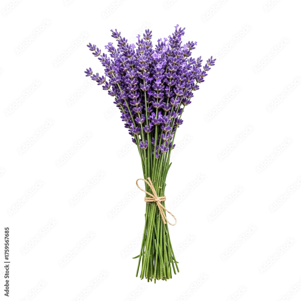 Naklejka premium Lavender Bunch Isolated on Transparent Background Representing Aromatic Herb and Floral Beauty