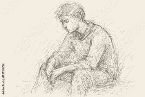 Areas figure vector unfinished loose illustration outlines faint strokes sketch