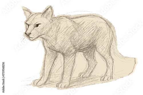 Vector left contour animal tail sketch illustration lines shading rough torso