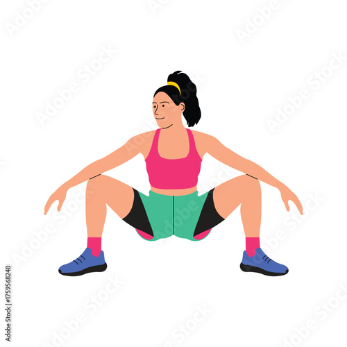 Person crossing arms and bending to one side for balance and flexibility illustration