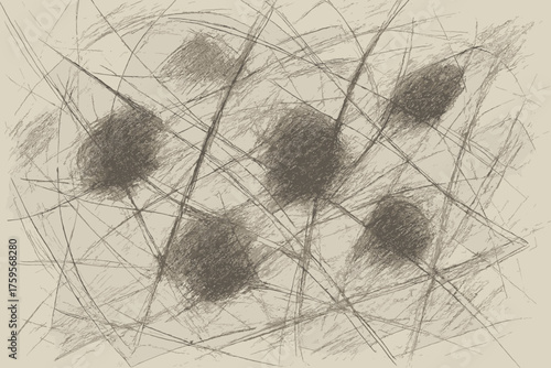 Chaotic sketch lines strokes erased dark vector abstract experimental blending illustration patches