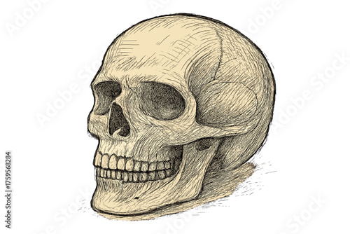 Lines human view crosshatching illustration shading study vector detailed skull sketch art