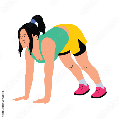 Classic yoga downward-facing dog pose for balance and strength illustration