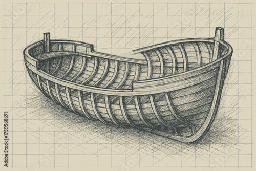 Strokes vector through illustration visible blueprint ribs sketch applied crosshatch ship detailed