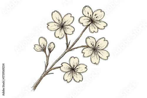 Vector drawn asymmetrically shadows freeform petals illustration small hatching simple blossoms doodleflower
