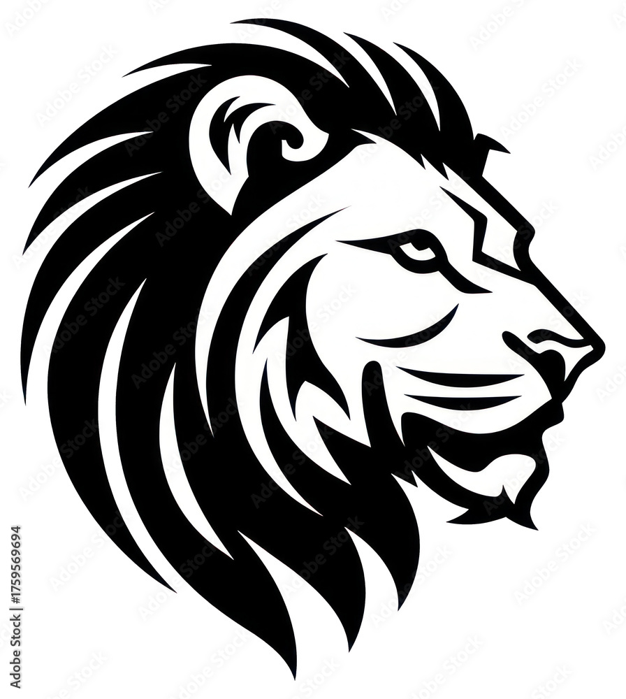 Fototapeta premium PNG Silhouette lion head logo astronomy wildlife outdoors.