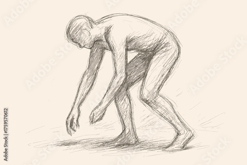 Contour quick to pick figure drawing sketch illustration gestural vector shading bending