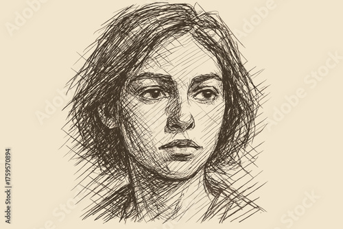 Hair vector shade crossing bold hatch portrait hatched sketch angles marks illustration