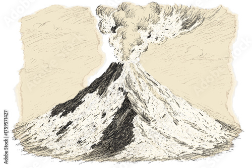 Rocky art shading hatching illustration strong vector slopes sketch volcanic smoke dark