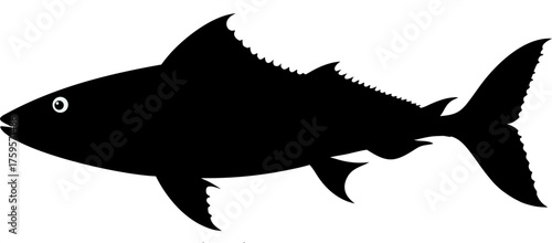 Seafood Graphics - Black Fish Profile Icon. Sharp vector silhouette. High-quality vector graphics, fully scalable and easy to incorporate into any design that requires a strong fish icon.