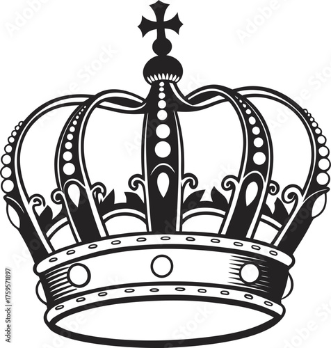 vector black silhouettes of crowns isolated on a white background.