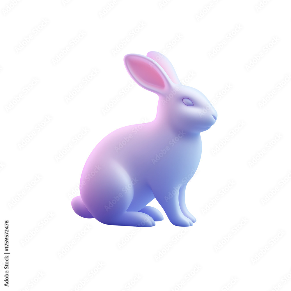 Obraz premium 3d icon of rabbit silhouette sitting on snow isolated on clean background