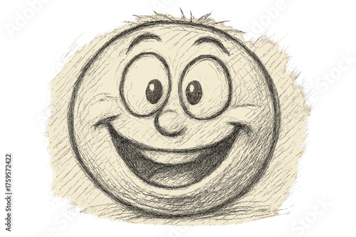 Smile vector pencil illustration shading playful sketch wide rough face cartoon round